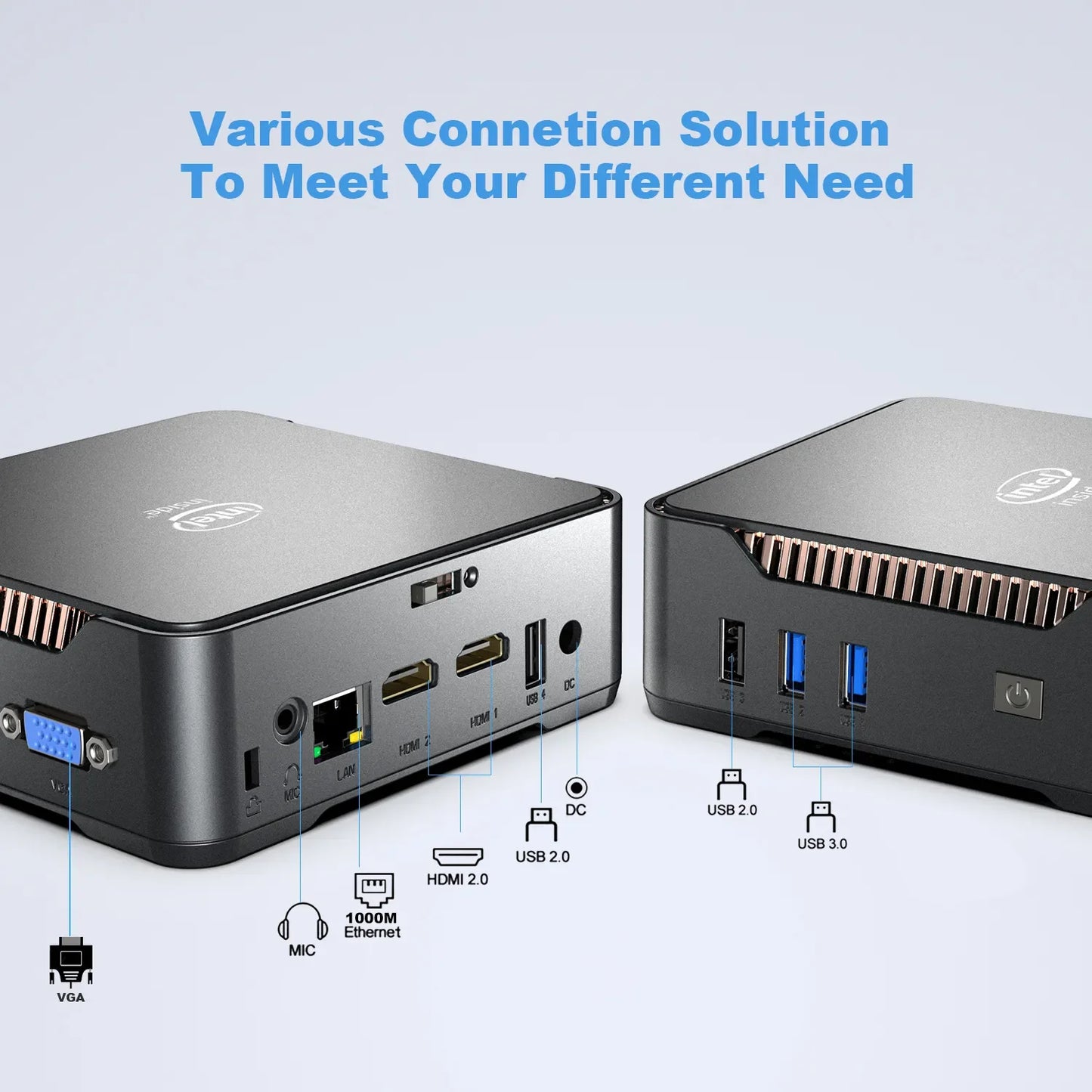 Mini PC : Intel PROZESSOR Inkl. Windows 11 2x HDMI VGA