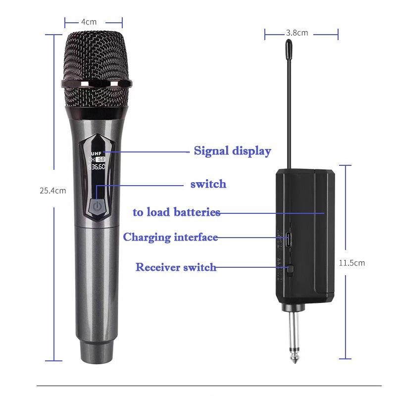 Karaoke Wireless Microphone Dynamic VHF Handheld Professional Mic For Sing Party Speech Church Club Show Meeting Room Home