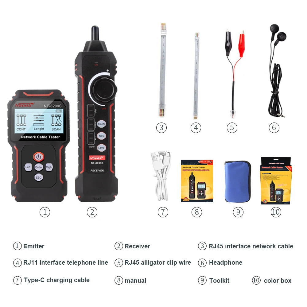 Netzwerkkabeltester mit 4 Funktionen, Testeur de câble réseau 4 fonctions