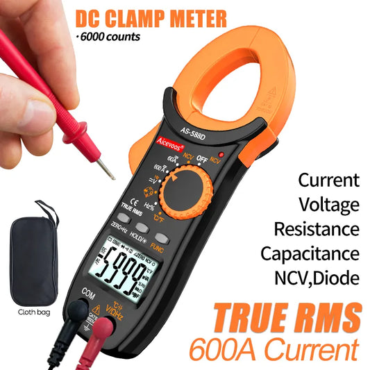 Digital Clamp Meter AC DC Auto Rang 600A Current Clamp True RMS Multimeter Ammeter Voltage Tester Ohm Capacitance NCV