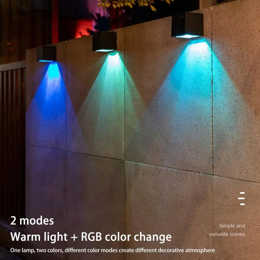 LED-Solarleuchte für den Außenbereich, Garten, quadratische Wandleuchte mit Sonnenlichtsensor, IP65 wasserdicht, für Hof, Garten, Balkon, Zaun und Dekoration