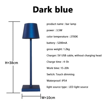 LED Table Lamp Type-C 5200mAh Battery Wireless Rechargeable IP54Waterproof Luxury Bedside Room Decor Led Lights Home Decoration