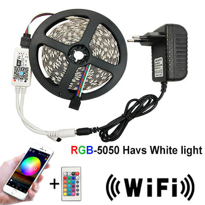 5m 10m 15m WiFi LED Strip Light RGB Waterproof SMD 5050 2835 DC12V rgb String Diode Flexible Ribbon WiFi Contoller+Adapter plug