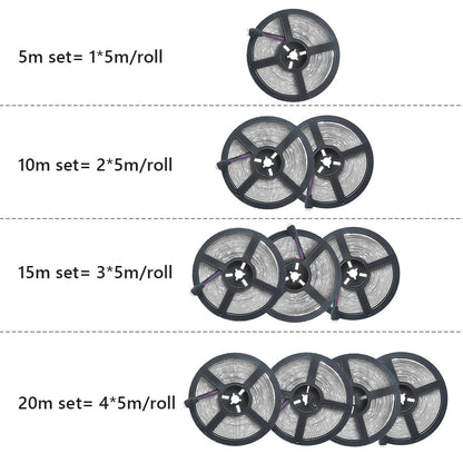 5m 10m 15m WiFi LED Strip Light RGB Waterproof SMD 5050 2835 DC12V rgb String Diode Flexible Ribbon WiFi Contoller+Adapter plug